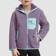thumbnail image 2 of Gubotare Boy Fleece Coat Winter Fleece Jacket for Zipper Up Stand Collar with Pockets Coats Size 5T 6T,(Purple 5-6 Years), 2 of 5