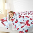 thumbnail image 4 of Manfei Cute Princess Bowknot Queen Comforter Set, Fashion Blue Plaid Bedding Sets, Kawaii Cartoon Cherry Reversible Bedding Comforter Set, Microfiber Bedroom Decor, 3-Piece, 4 of 8