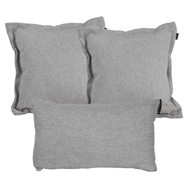 Set de 3 Cojines Decorativos (2 Cuadrados + 1 Rectangular) Rivo Gris