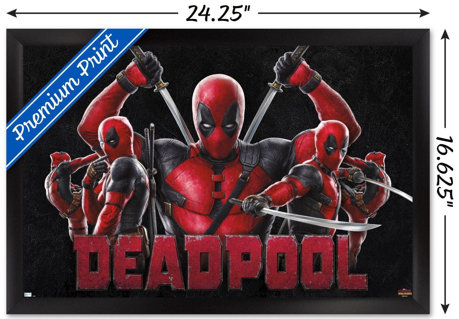 Marvel Deadpool & Wolverine - Deadpool Wall Poster, 14.725" x 22.375" Framed