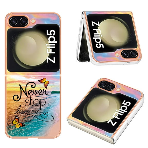 Nalacover for Samsung Galaxy Z Flip5 Slim Case, Fish Scale Marble Pattern Soft TPU Shockproof Lens Protection Cover for Women Girls, Compatible with MagSafe Wireless Charging Case,Never Stop