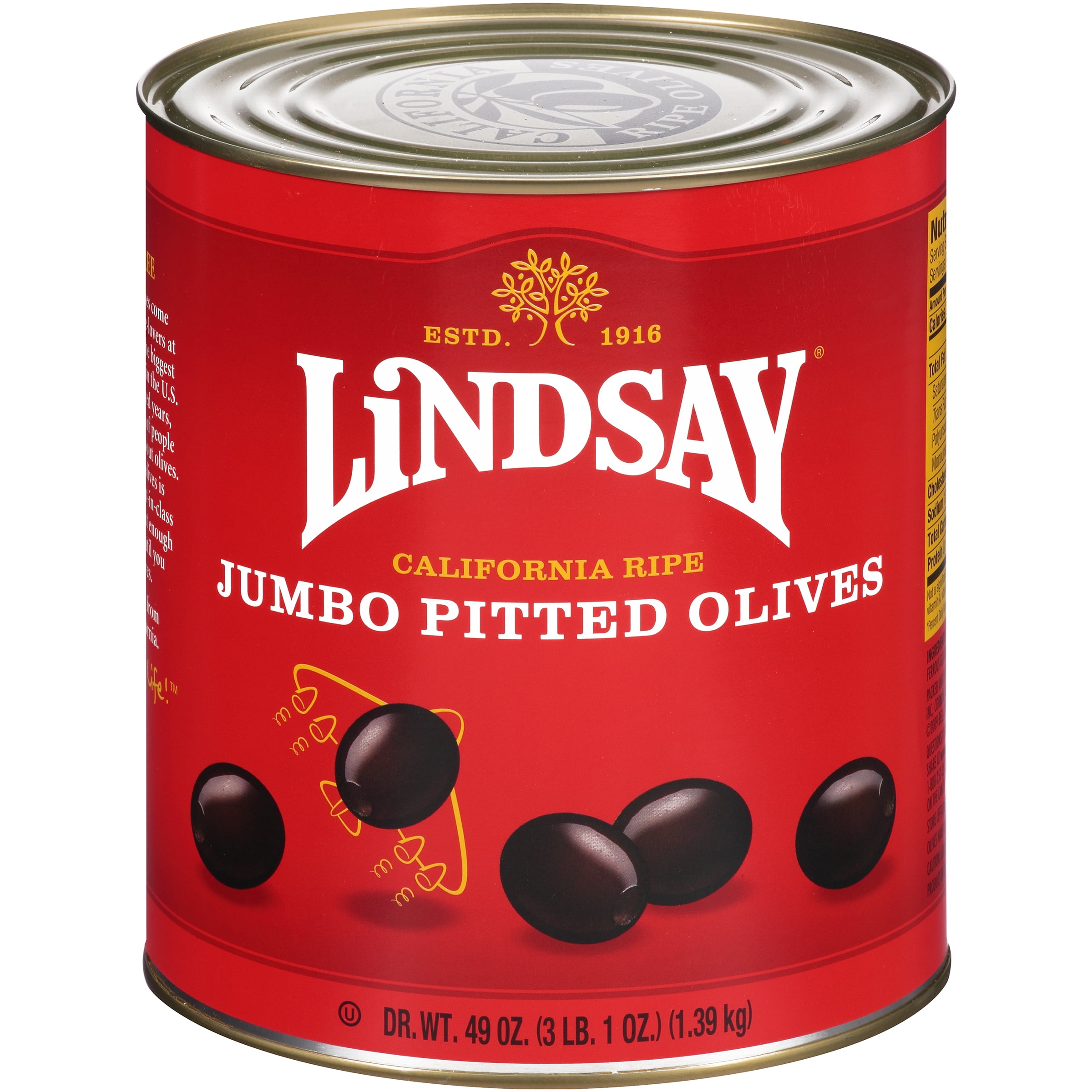 Lindsay, Jumbo Pitted Olives 6/10 49 oz. (6 Count)