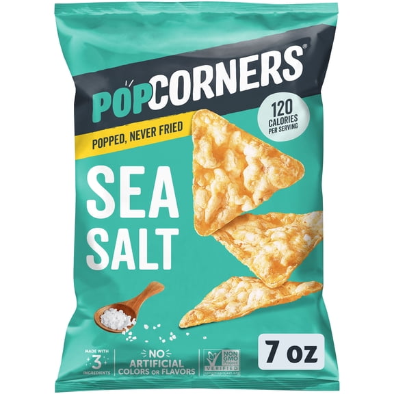 PopCorners No Artificial Colors or Flavors Sea Salt Popped Corn Chips Bag, 7 oz