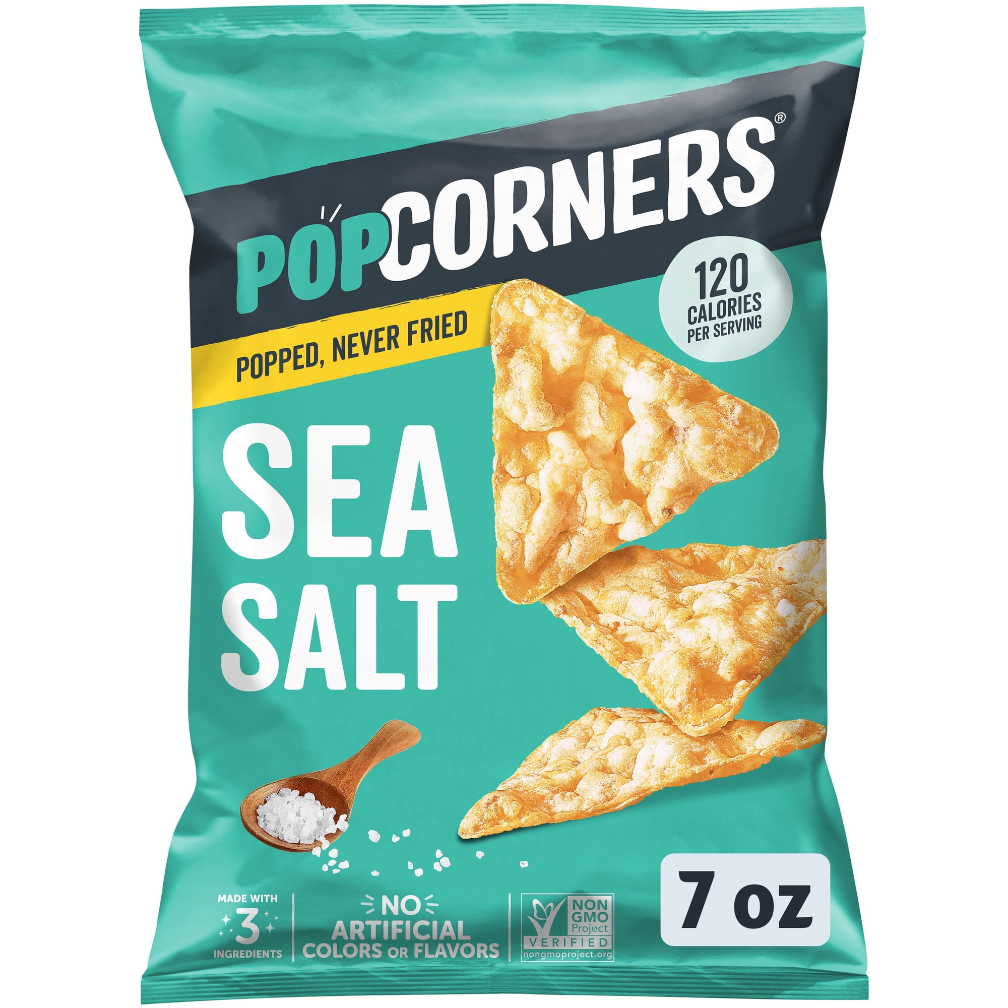 PopCorners No Artificial Colors or Flavors Sea Salt Popped Corn Chips Bag, 7 oz