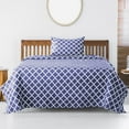thumbnail image 2 of Lux Decor Twin-XL Bed Sheet Set 3 Piece, Soft Microfiber, Deep Pockets - Quatrefoil Pattern, 1 Fitted & 1 Flat Sheet, 1 Pillowcase, Navy, 2 of 8