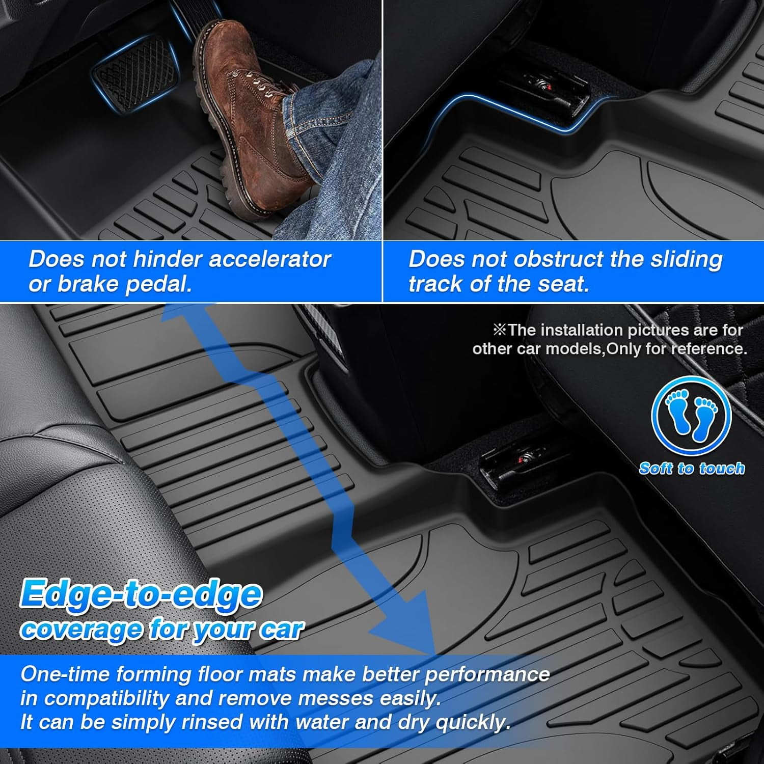 Canvcle Floor Mats Custom Fit for Honda CR-V CRV 2023 2024 2025 Accessories All Weather Floor Liner Front & 2nd Row Car Carpet Protection TPE Odorless