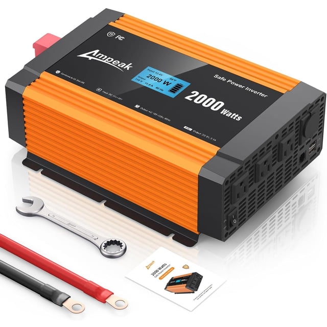Inversor de corriente Ampeak 2000W DC 12V a AC 120V 3AC