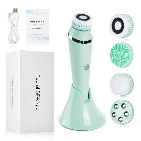 Cepillo facial 4 en 1: limpieza facial, masaje de poros, limpiador portátil de silicona.
