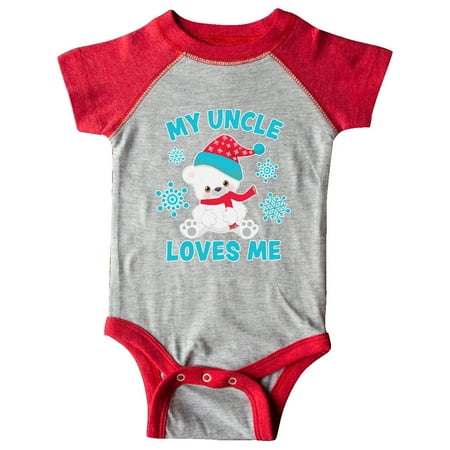 

Inktastic Polar Bear My Uncle Loves Me in Santa Hat with Snowflakes Gift Baby Boy or Baby Girl Bodysuit