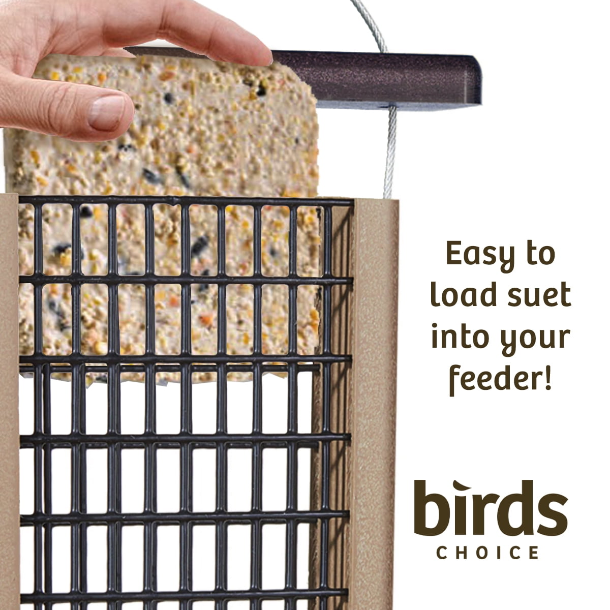 Birds Choice SNPSB Recycled Double Cake Suet Feeder, 8"L X 3"W X 22-1/2"H, Taupe w/ Brown Roof