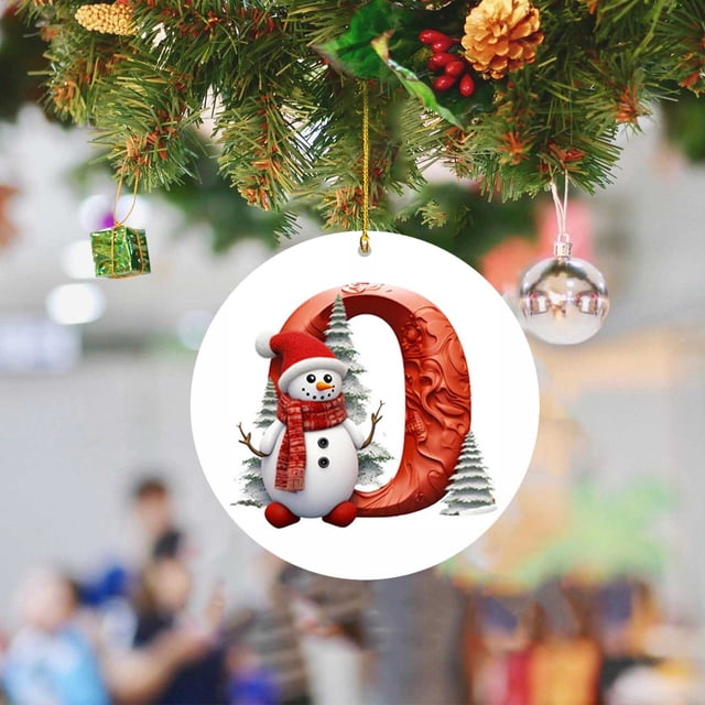 2024 26 Letter Christmas Snowman Christmas Pendant - Acrylic Car Pendant Saint