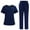 Dark Blue, variant on Hanen Scrubs Sets for Women Solid Color Fashion V Neck Short Sleeve Scrub Top and Casual Jogger Scrub Pant with 10 Pockets