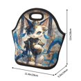 Neoprene Lunch Bags for Men Women, Exotic Blue Cat Insulated Lunch Box