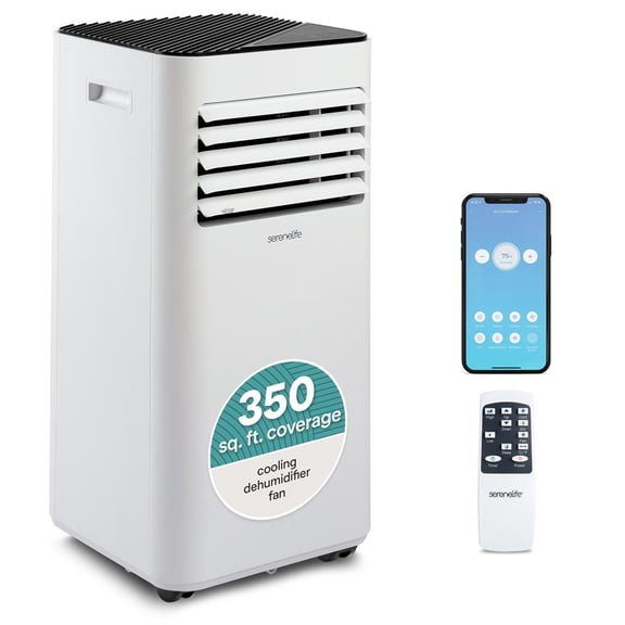 SereneLife Portable Air Conditioner – 8000 BTU Compact AC with Dehumidifier & Fan Modes, Window Kit Included