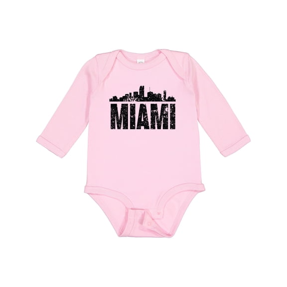 Inktastic Miami Skyline Grunge Boys or Girls Long Sleeve Baby Bodysuit