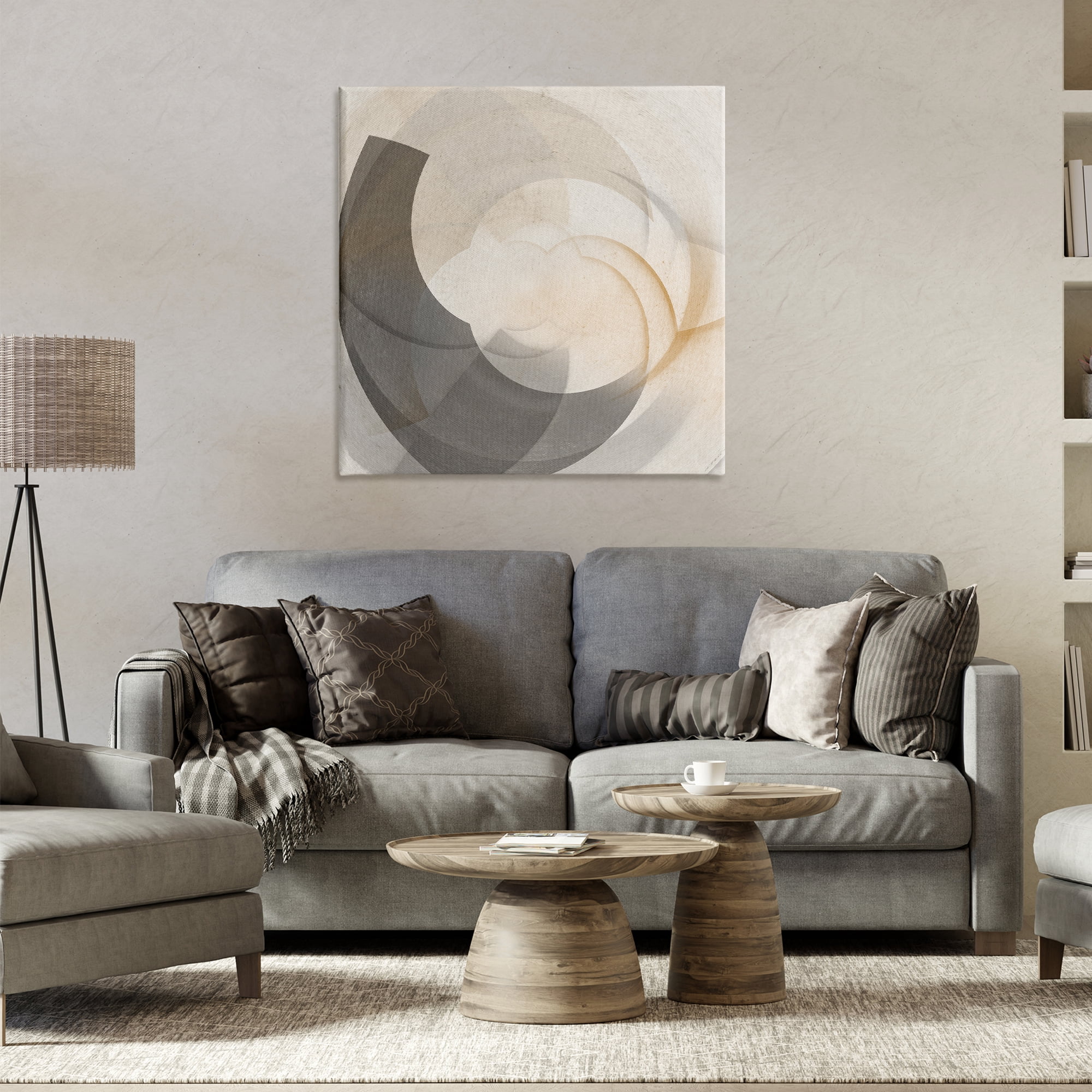Stupell Industries Shadowed Swoop Abstraction Abstract Painting Wrapped Canvas Art Print Wall Art, 30 x 30