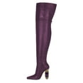 thumbnail image 2 of FSJ Women Simple Square Closed Toe Over The Knee Boots Sparkly Crystal Block Heel Thigh High Boots Back Zipper Party Prom Office Boots Shoes Size 4 Purple, 2 of 4