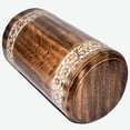 thumbnail image 3 of Round Wooden Engraved Urns for Human Ashes Adult - Wooden Box Rosewood Cremation Urns for Ashes - Burial Urns - Funeral Urns Large (200 Cubic Inches, L. Brown), 3 of 3