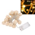 thumbnail image 4 of Cadena De Luces De Ratán, 20 Luces LED De Cadena De Bolas De Ratán Efecto Romántico Brillante Cálido Alimentado Por Batería Para Boda ANGGREK Otros, 4 of 8