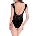 thumbnail image 4 of UTSJKR Women One Piece Swimsuit Sexy Scoop Neck Slimming Beachwear Fashion Floral Lace Modest Cap Sleeve Swimwear 2025 Black L, 4 of 4