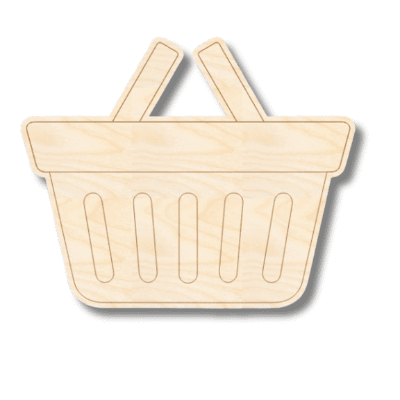 Unfinished Wood Etched Shopping Basket Shape 20" / 1/8"