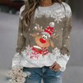 thumbnail image 2 of Wang6 Christmas Sweatshirts for Women Causal Long Sleeve Deer Printed Hoodless Pullovers Loose Fit Crew Neck Tops Tshirts Y_Khaki L, 2 of 4