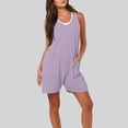 thumbnail image 6 of Short Romper Jumpsuits for Women Shorts Summer 2025 Casual Loose Sleeveless Tank Overalls Jumpers with 2 Pockets (XL, Purple), 6 of 7