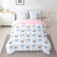 thumbnail image 2 of Homewish Cartoon Bow-tie Child Twin Bedding Sets 7-Piece, Pink Rose Flower Bedding Comforter Set, Blue Stripes Lines Reversible Sheet Sets, Lightweight Room Decor, 2 of 7