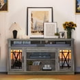 thumbnail image 2 of DWVO TV Stand with LED Lights for TVs up to 70", Entertainment Center Media Console Cabinet with Glass Door, Gray, 2 of 7