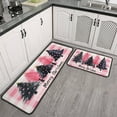 thumbnail image 3 of 2 Piece Christmas Plaid Kitchen Rug Sets Rustic Farmhouse Triangle Tree Kitchen Floor Mat Anti Fatigue Kitchen Floor Matfor Bathroom Room (47x17+30x17 Inches), 3 of 7