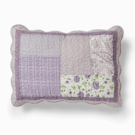 Donna Sharp Lavender Rose Pieced Cotton Standard Sham