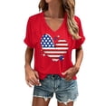thumbnail image 2 of Independence Day Summer Tops for Women USA Flag V Neck Shirt Women Star and Stripes Graphic Tops Red White and Blue Short Sleeve Tee Summer Patriotic T Shirt, 2 of 3