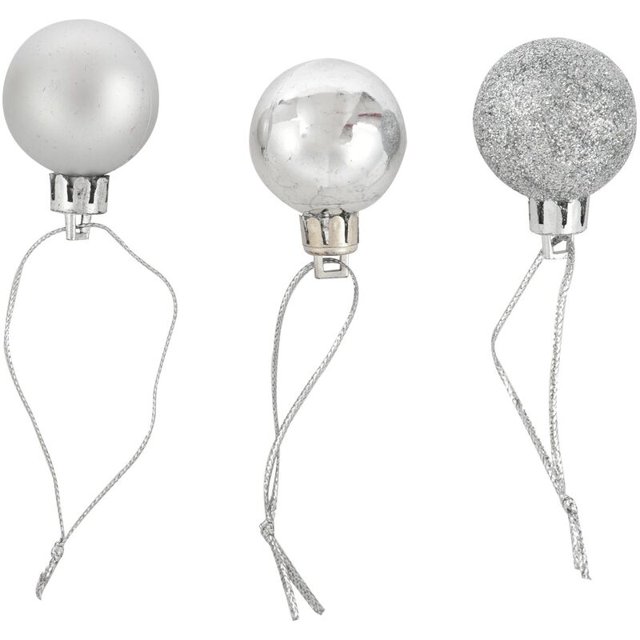 24 piezas Bolas de Navidad brillantes Adorno de árbol plateado elegante y sencillo