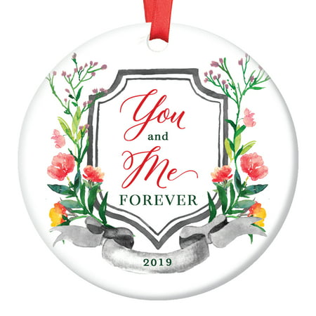 You and Me Forever 2019 Christmas Ornament Ceramic Keepsake Present Wedding Anniversary Always Together Husband Wife Married Couple 3