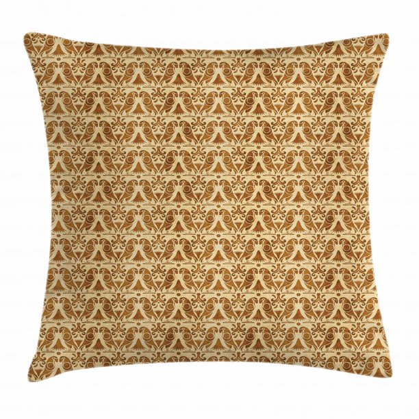 Earth Tones Throw Pillow Cushion Cover, Retro Style Authentic Animal