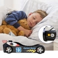 thumbnail image 3 of BFJDM Twin Size Race Car Bed for Kids - Black Wooden Platform Frame with LED Lights, Wheels & Slat Support ,No Box Spring Needed, 3 of 8