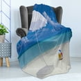 thumbnail image 4 of Beach Soft Flannel Fleece Throw Blanket, Summer Season Vibes Seashore Ocean View Sunny Ball Waves Sands Artwork, Cozy Plush for Indoor and Outdoor Use, 70" x 90", White Cream Blue, by Ambesonne, 4 of 5