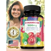 NUVIMI D-Mannose 1000 mg Natural Dietary Health Supplement for UTI Prevention Support, 120 Vegan Capsules
