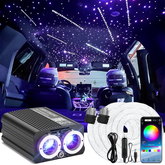 Luxury Starlight Headliner Kit 1000 Piece 32W Twinkle & Meteor Dual-Engine 200 Shooting Stars RGBW 2M Fiber Optic Lights Music Sync Modes - Headliner Kit for Truck SUV Sunroofs, Curved Ceiling