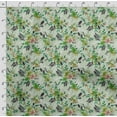 thumbnail image 3 of Soimoi Watercolor Floral Printed, Japan Crepe SatinFabric, by The Yard 54 Inch Wide, Decorative Sewing Fabric for Dresses Kimonos Gowns, Pear Green, 3 of 5