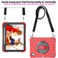 thumbnail image 5 of For iPad 10th Gen 10.9"(2022) Case,Kids Friendly,With Rotatable Adjustable Hand Strap,Retractable Kickstand,Shoulder Strap,Shockproof Anti-fall Rugged Heavy Duty Tablet Case Cover,Red, 5 of 11