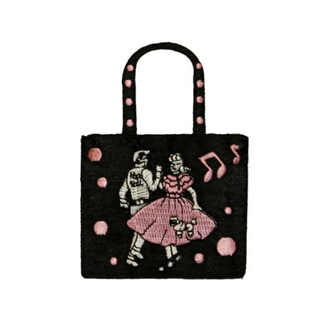 ID 0136 Sock hop Purse Patch 50s Handbag Embroidered Iron On Applique