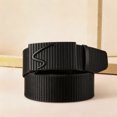 thumbnail image 4 of Men Nylon Canvas Automatic Buckle Belt, Quick Release Tactical Webbing Belt Outdoor Casual Adjustable Waist Strap for Jeans Pants Black, 4 of 5