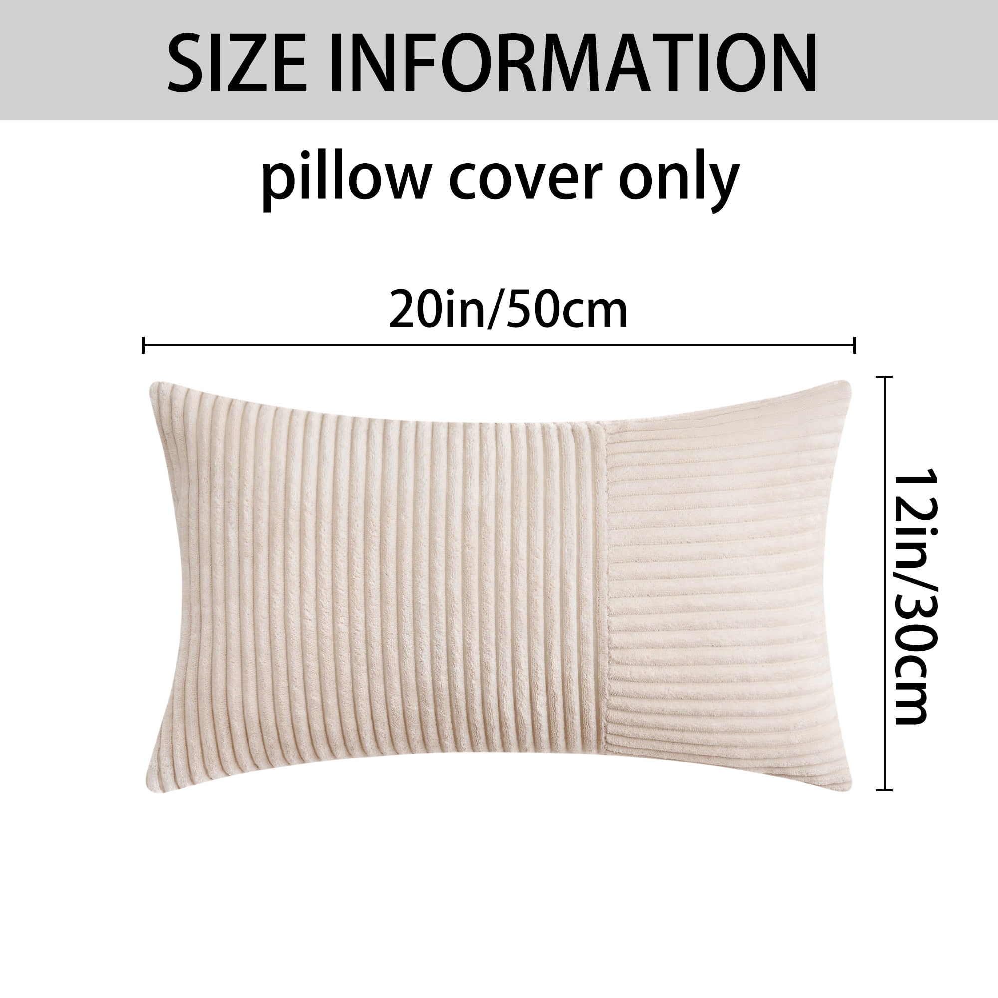 Unique Bargains 2Pcs Modern Strip Throw Pillow Covers for Living Room White 12" x 20"