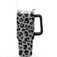 thumbnail image 2 of 40oz Fashion Leopard Pattern Stainless Steel Flip Straw Tumbler Spill Proof Travel Cup Double Wall Vacuum Insulated Coffee Mug with Top Handle, 2 of 6