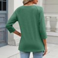 thumbnail image 4 of OIOLOYJM 3/4 Sleeve Tops for Women Dressy Solid Color Tshirt Trendy Lightweight V Neck Tops Business Outfits #Green001 M, 4 of 7