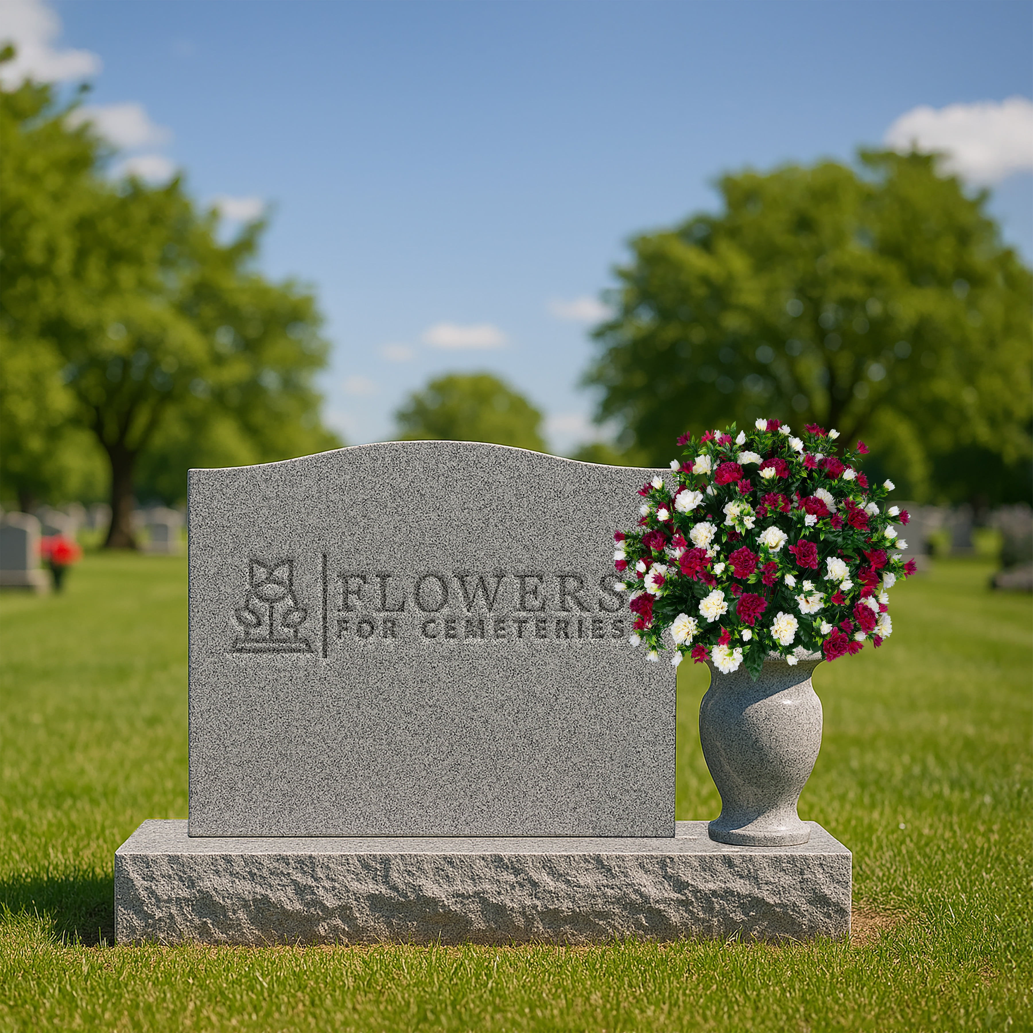 Sympathy Silks Artificial Cemetery Flowers 18" Beauty and Cream Garden Mums for a Cemetery Vase