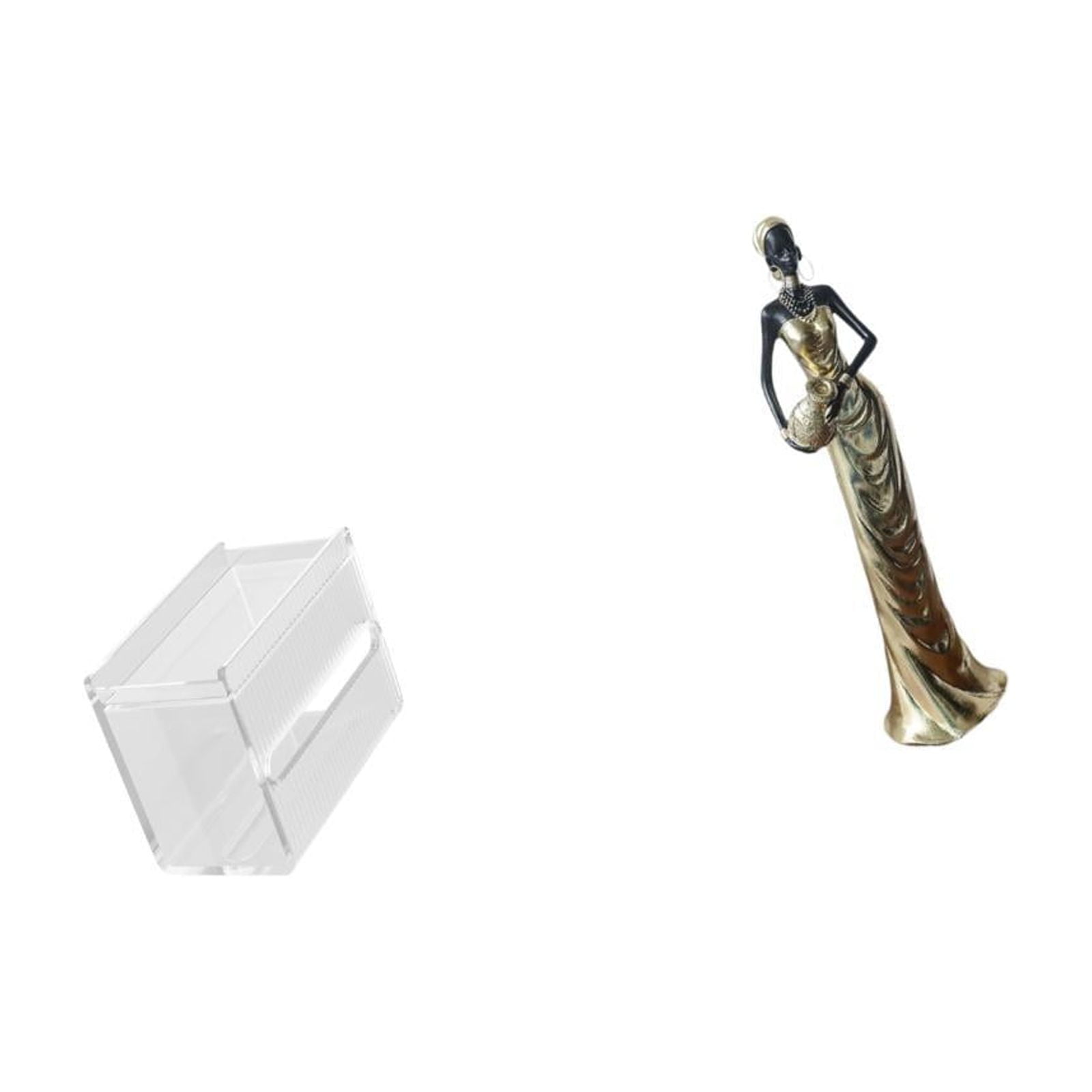 Fiocias Acrylic Toilet Paper Storage Box Modern Paper Towel Dispenser Wall Mounted Toilet Tissue Paper Holder African Figurine Tribal Lady Statue Vintage Art