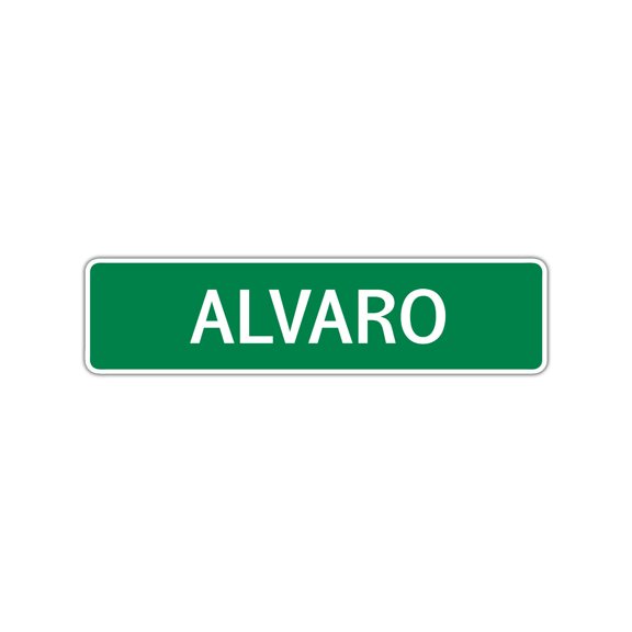 Alvaro Boys Children Name Letter Printed Wall Plaque Decoration Label Indoor Outdoor Unique Novelty Aluminum Metal Sign 4"x13.5"
