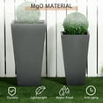 thumbnail image 5 of 2-Pack Outdoor Planter Set, Flower Pots with Drainage Holes, Durable & Stackable Plant Pot, 22in & 18in, for Porch, Entryway, Patio, Yard, Garden, Gray, 5 of 7